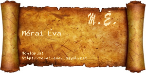 Mérai Éva névjegykártya